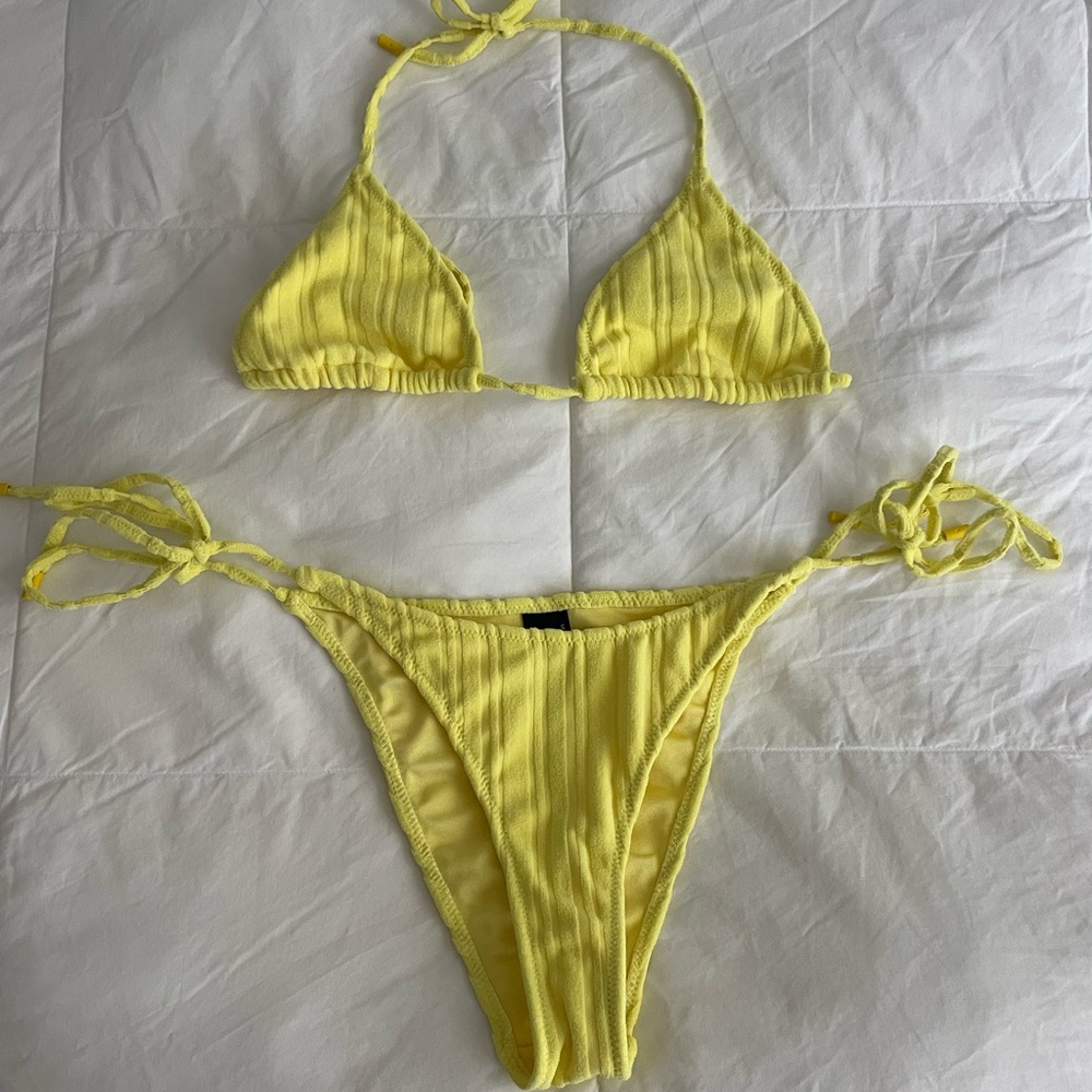 Triangl Swimwear Yellow Ribbed Bikini Set